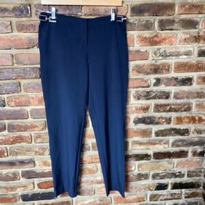 Ellen Tracy Navy Blue Chain-Link Belt Flat Front Dress Pants Women's Size 4